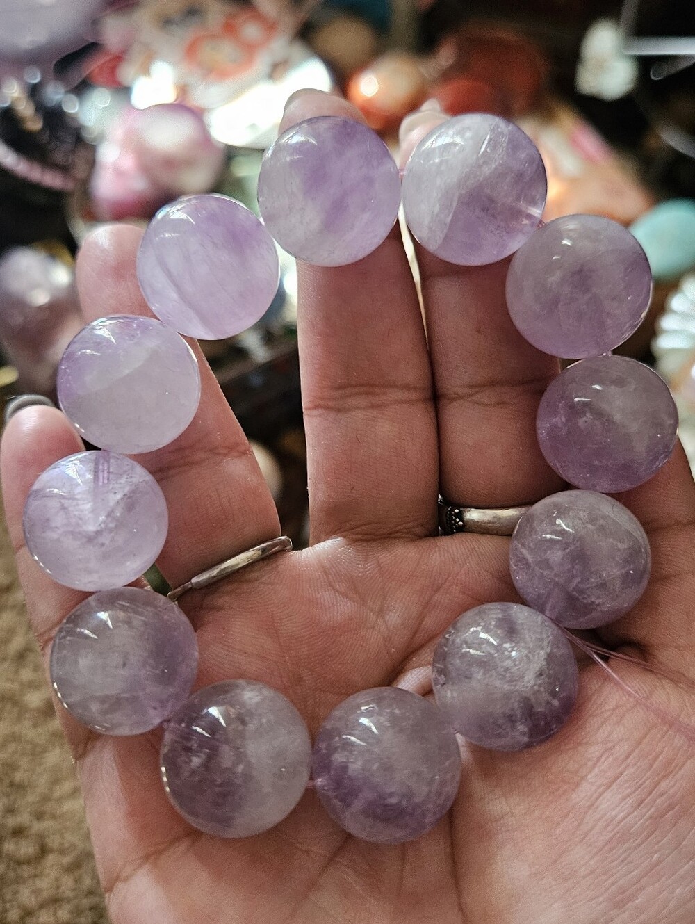 Amethyst Beaded Stretch Bracelet - Lavender Purple Gemstone
